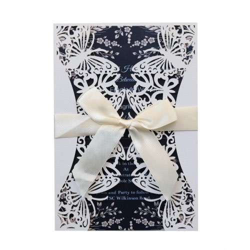 White Wedding Invitation Rectangle Butterfly Invitation Card Beautiful Card